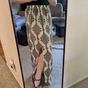 H&M maxi print skirt with side slit